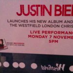 Affiche venue Justin Bieber à Londres
