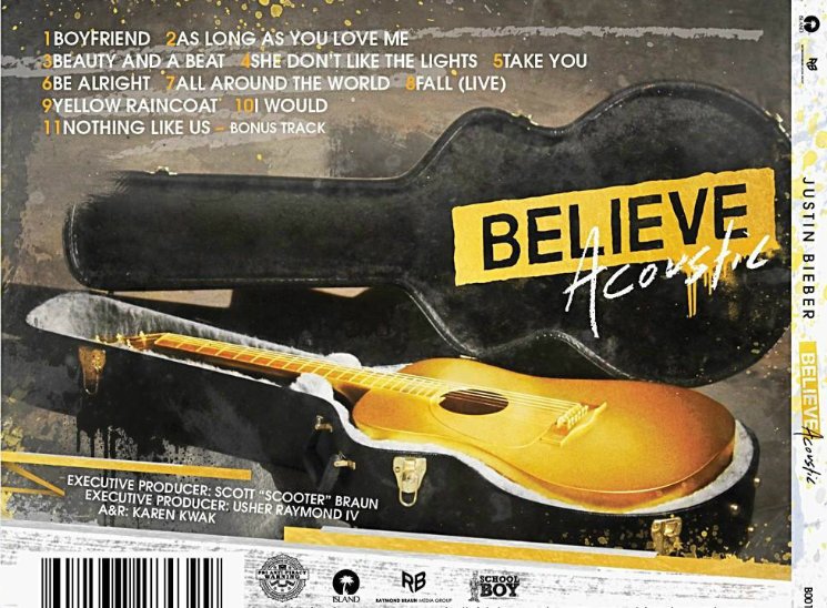 Justin Bieber : pochette arrière de Believe Acoustic