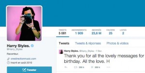 Compte Twitter de Harry Styles